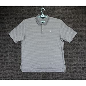 Polo Ralph Lauren Shirt Mens Large Gray Striped Pima Cotton Jersey Polo Preppy